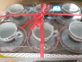 Сервиз чаши за кафе 6 броя с чинийки за подарък с панделка, снимка 1 - Сервизи - 32867132