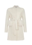 Дамско бяло палто с колан и естествен косъм Collection Ka Bo, снимка 1