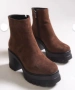Дамски Кафяви Боти, снимка 3