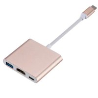 3 в 1: USB-C 3.1 (type-C ) към HDMI 2.0/USB 3.0/Type C Female адаптер, снимка 5 - Селфи стикове, аксесоари - 39100644
