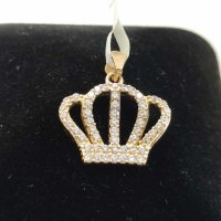 Нова Златна висулка корона-1,20гр/14кр, снимка 1 - Колиета, медальони, синджири - 43391850