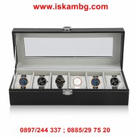 Кожена кутия за съхранение на 6 часовника - КОД КЛАСИК, снимка 1 - Подаръци за мъже - 28396165