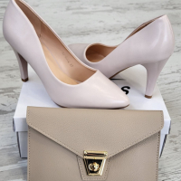 Дамски бежеви обувки на ток елегантен и стилен модел, снимка 2 - Дамски обувки на ток - 36535988