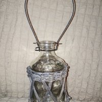 Винтидж стъклен фенер/ свещник  с ракита, снимка 3 - Антикварни и старинни предмети - 43633639