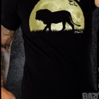 Тениска с щампа LION FULL MOON, снимка 1 - Тениски - 36333889