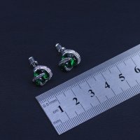 Сребърен комплект обици, медальон и пръстен със смарагд, снимка 5 - Бижутерийни комплекти - 32502580