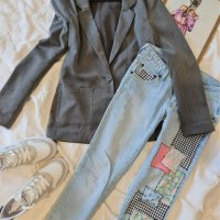 H&M Дамско сиво сако с външни джобове, снимка 10 - Сака - 38640711
