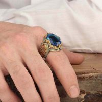 Дамски пръстен със син топаз и родиево покритие, снимка 2 - Пръстени - 39073321