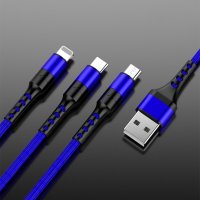 USB кабел за зареждане на телефони 3 в 1, снимка 1 - USB кабели - 33628348