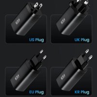 Бързо зарядно GaN USB, USB Type C зарядно ASOMETECH 65W PD, 45W PPS QC3.0., снимка 7 - Оригинални зарядни - 43409104