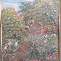 Маслена картина-В градината(В саду)художник-Орлик Леонтий Иванович 1936 - 2012 г., снимка 2 - Картини - 37879371
