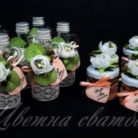 Сватбени подаръци за гости- Стъклени шишенца, бурканчета с мед, подаръци за сватба, , снимка 2 - Сватбени аксесоари - 19909708