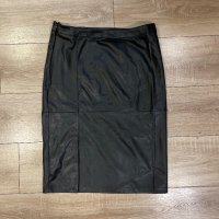 Нова ежедневна елегантна кожена черна  пола под коляното миди midi дължина размер XXL 2ХЛ, снимка 4 - Поли - 43296084