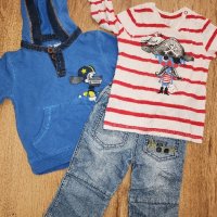 дънки и блузки h&m 86 размер, снимка 1 - Комплекти за бебе - 43682411