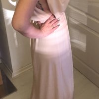 H&M Бежова дамска дълга рокля с гол гръб, снимка 3 - Рокли - 24845269