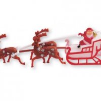 Дядо Коледа с шейна и елени пластмасова фигурка украса за торта декор, снимка 1 - Фигурки - 38178376