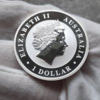 Инвестиционна сребърна монета 1 унция 1 Dollar - Elizabeth II 4th Portrait - Australian Kookaburra, снимка 2 - Нумизматика и бонистика - 43034183