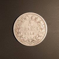 5 франка 1843 Луи Фелипе Франция СРЕБРО , снимка 2 - Нумизматика и бонистика - 42963788
