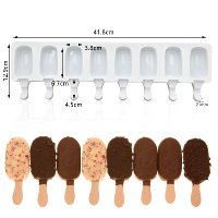 8 малки ескимо сладолед Popsicle Попсикъл молд силиконова форма калъп за направа на десерти, снимка 7 - Форми - 30890631