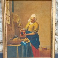 Маслена картина/Млекарката-Ян Вермеер,1658(старо копие)/, снимка 2 - Картини - 37879226