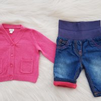 Бебешки дънки и жилетка 0-3 месеца, снимка 4 - Комплекти за бебе - 42943055