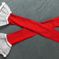 Поръчани -One Size нови червени чорапи с ликра и бяла ластична лента, снимка 3 - Бельо - 44051917