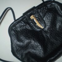 Ретро кожена чанта закопчалка кост и единична  дръжка черен  цвят   естествена кожа, снимка 2 - Чанти - 37367474