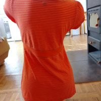 Блузка/тениска в оранжево на бели раета, снимка 7 - Тениски - 44932607