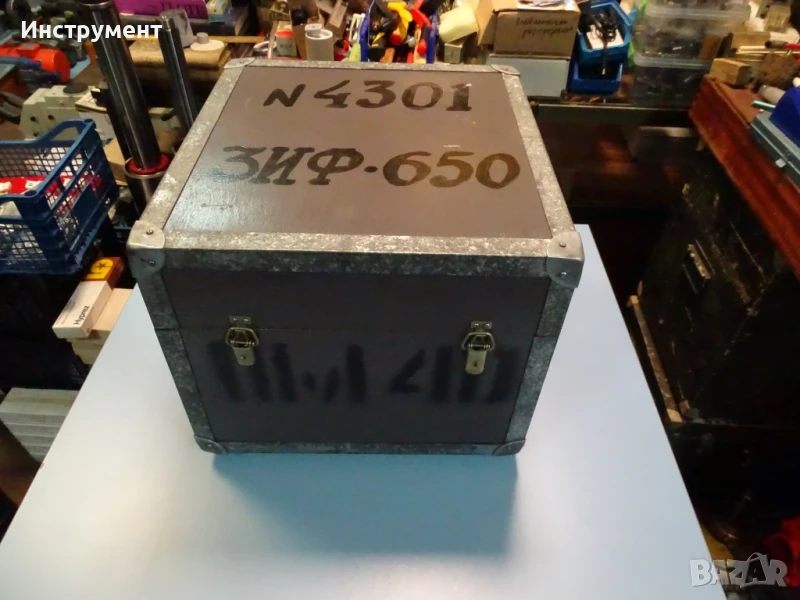 Индустриален дървен сандък с обков 420х400х320mm, снимка 1