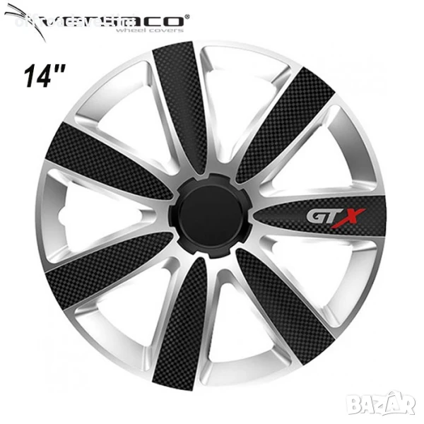 Versaco Slovakia Тасове за джанти 14'' Versaco GTX Карбон ЧЕРНО/СИВИ, снимка 1