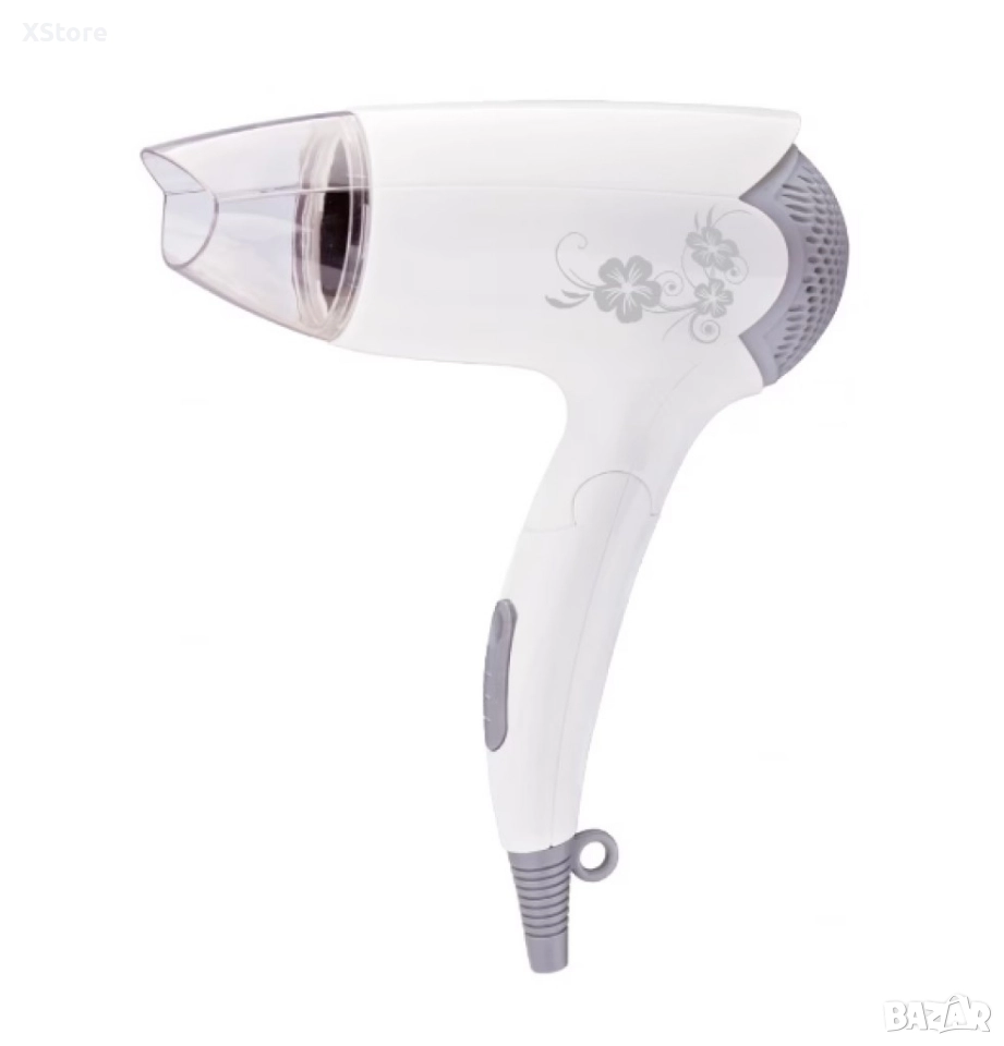 Сешоар Rosberg R51100B, 1400W, Бял, Сгъваема дръжка, 2 ГОДИНИ ГАРАНЦИЯ, снимка 1