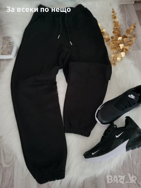 Дамски Черен Ватиран Панталон С Ръб Код BS-88, снимка 1