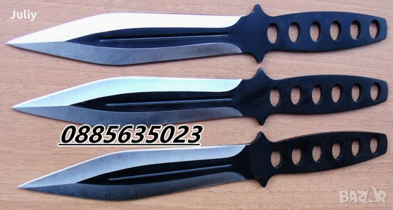 Ножове за хвърляне/кунай/- тип кама - 3 броя, снимка 1