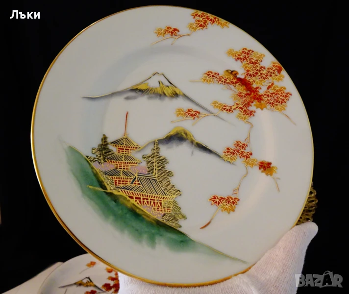 Чиния японски порцелан Sаtsuma Kazan,злато. , снимка 1