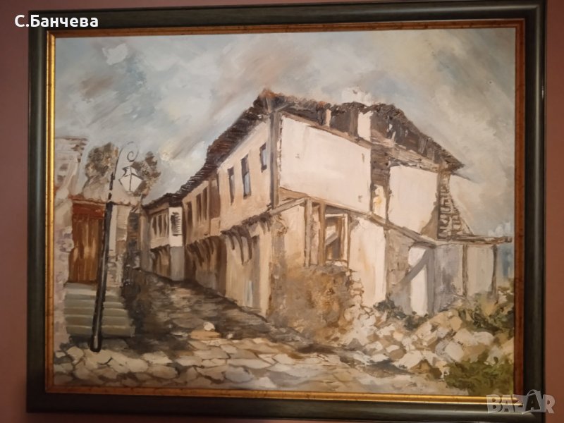 Картина "Стария Пловдив" акрил на платно рамкирана, снимка 1