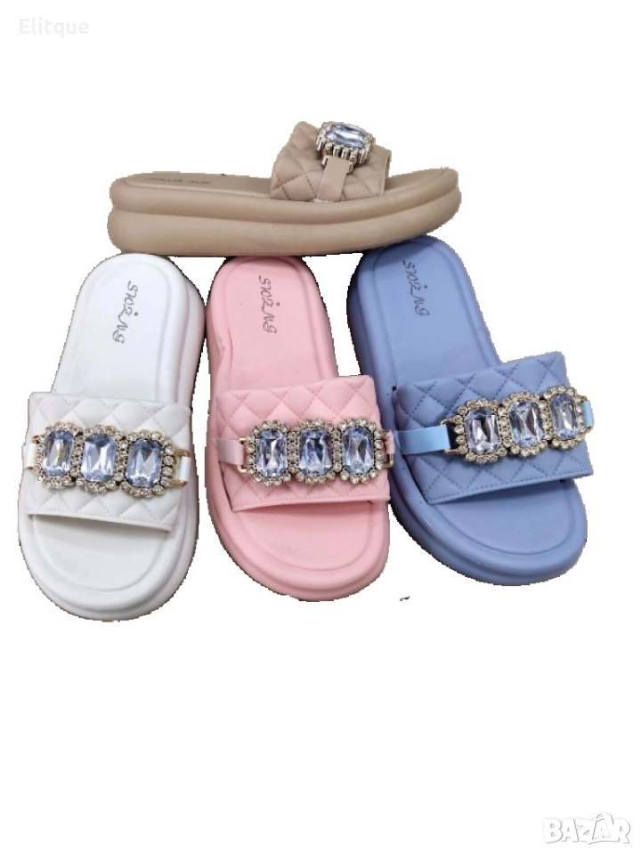 Бижу за вшите крака: Луксозни дамски чехли с кристали които привличат вниманието със своя блясък, снимка 1