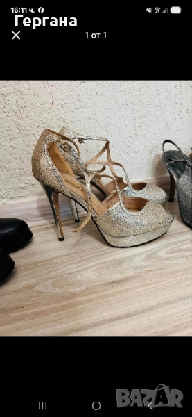 Сребристи сандали 38, снимка 1