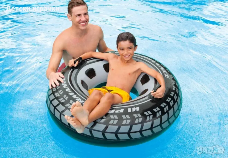 Надуваем пояс Monster Truck Intex, диаметър 114 см, PVC, с дръжки, черен, снимка 1