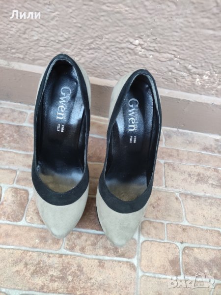 Стилни дамски велурени обувки с токчета, снимка 1