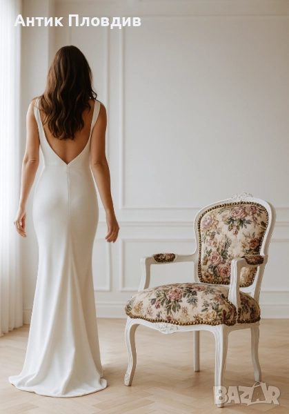 	 Бяло кресло "Английски рози", снимка 1