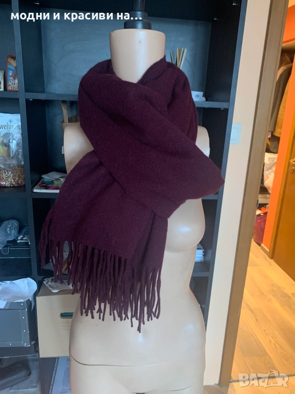 Голям вълнен шал MSCH Copenhagen бордо, снимка 1