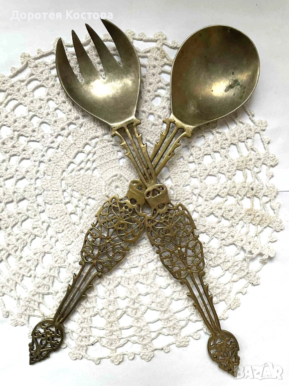 Красиви месингови прибори за сервиране от Англия, снимка 1