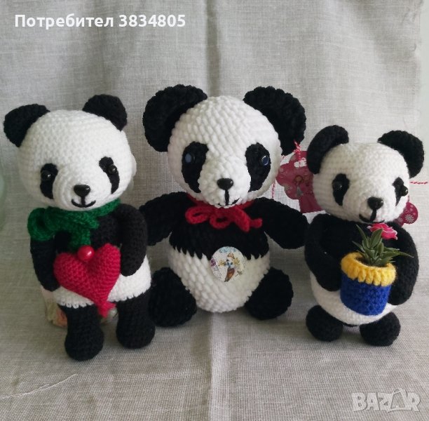 Панда. Плетени играчки от Лили, снимка 1