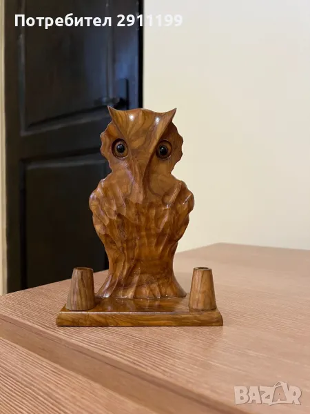 Дървена сатуетка на бухал, снимка 1