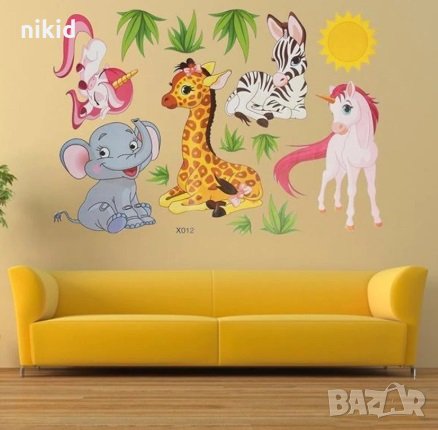 Сладки Зоо животни самозалепващ стикер лепенка апликация за стена мебел , снимка 1