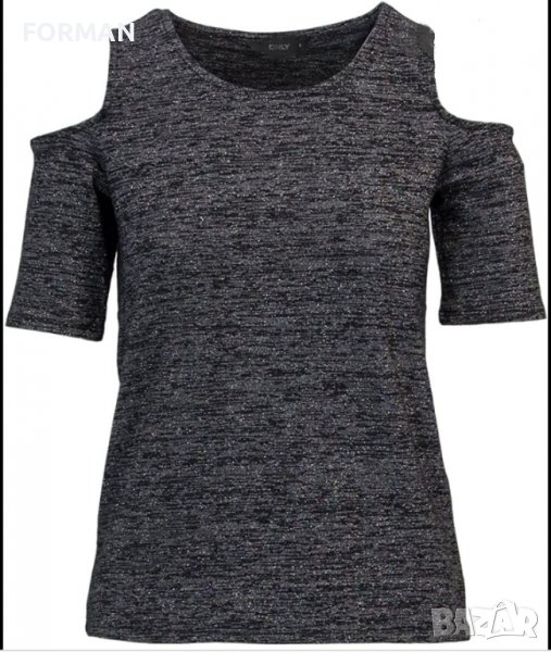 СТРАХОТНА блуза фино плетиво цвят графит със сребриста нишка, снимка 1