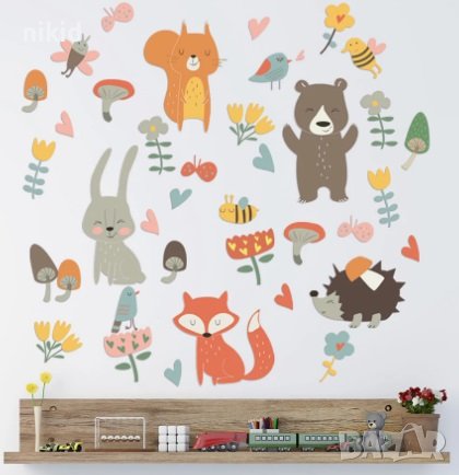 Горски животни самозалепващ стикер лепенка за стена мебел детска стая, снимка 1