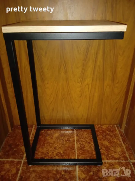 Помощна метална масичка с ПДЧ плот , снимка 1