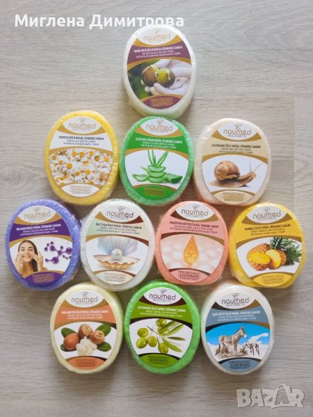 Ароматен турски овален сапун Naumed 135 гр. с гъба за баня 11 вида, снимка 1