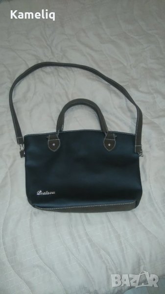 Дамска черна чанта с кафяво, снимка 1